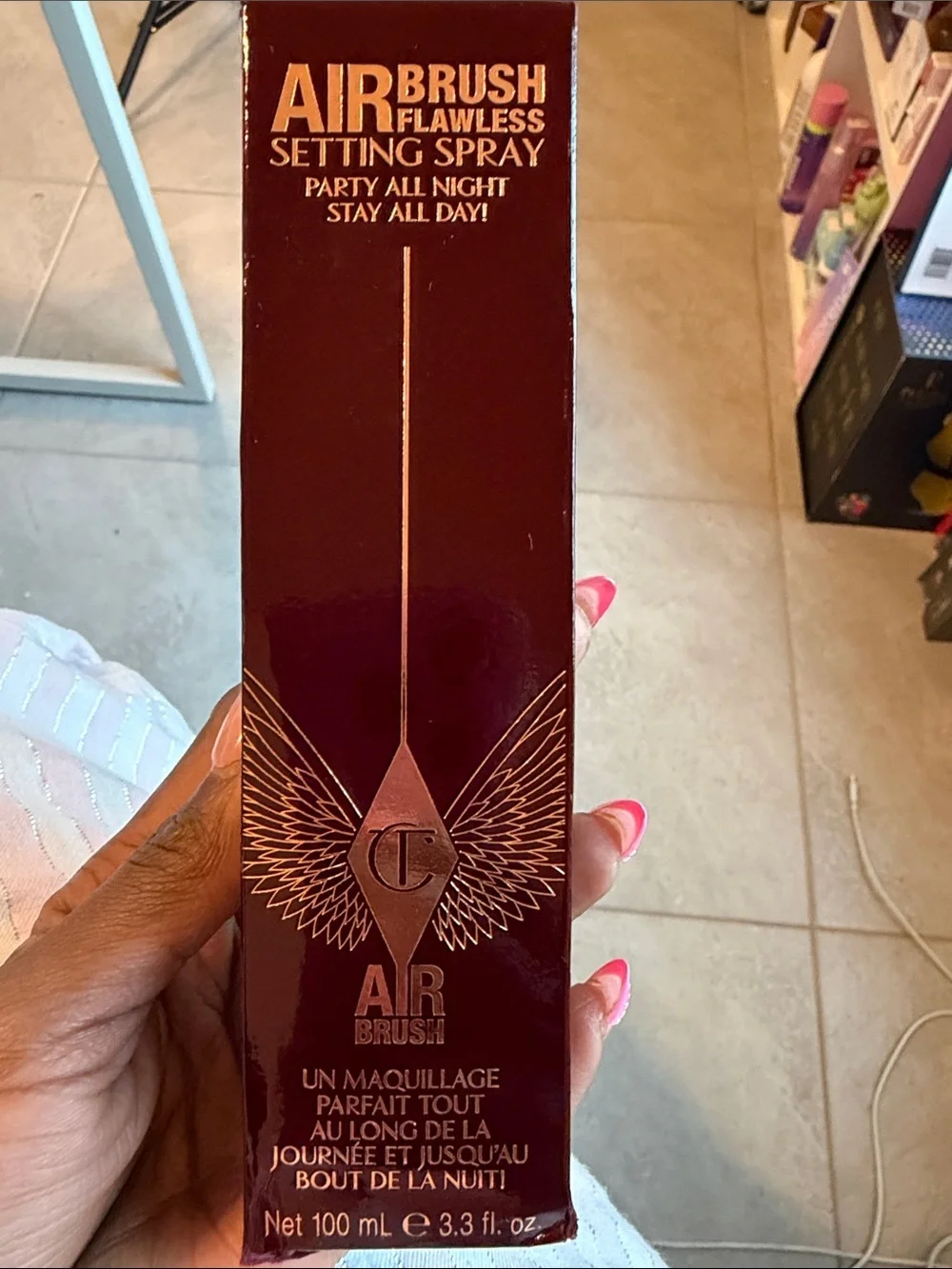 Charlotte Tilbury Airbrush Flawless Setting Spray - Burgundy with Gold Accents
